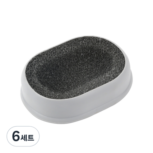 새드리 논슬립 비누받침 + 스펀지, 시크그레이, 6개