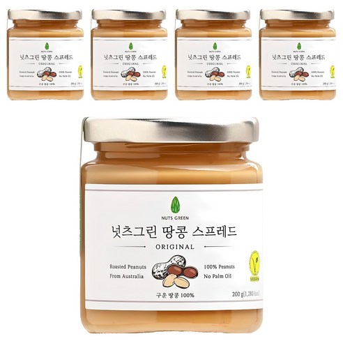 넛츠그린 땅콩 스프레드, 200g, 5개