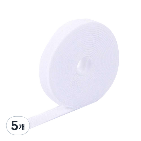 슬림 양면 찍찍이 케이블 정리 롤 화이트 20mm x 9.1m, 5개