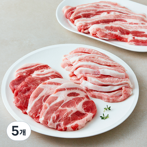 보리먹인 캐나다산 삼겹살 목살 항정살 모둠팩 (냉장), 1.5kg, 5개