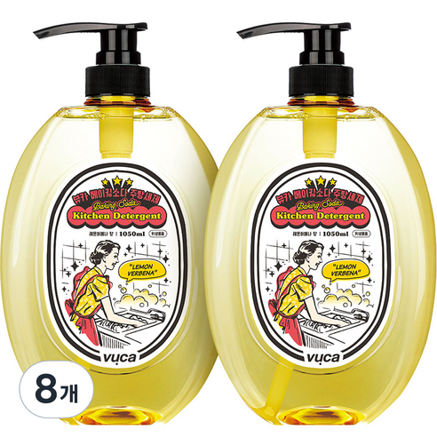 뷰카 베이킹소다 주방세제 레몬버베나향, 1050ml, 8개