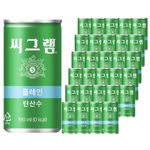 씨그램 플레인 탄산수, 190ml, 150개