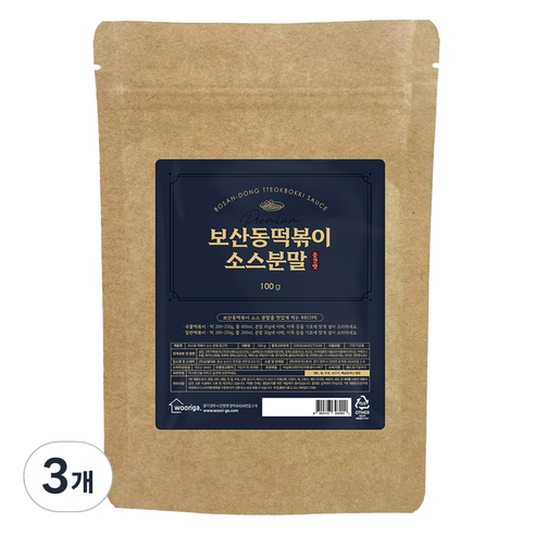 우리가스토리 보산동 떡볶이 소스 분말 중간맛, 3개, 100g
