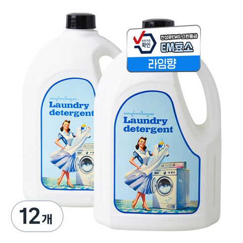 생활백서 세탁 세제 본품, 12개, 2.5L