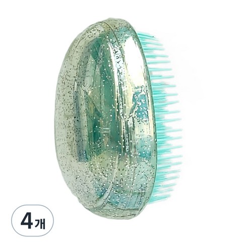 글링 뷰티페블 휴대용 컴팩트 헤어브러쉬, 민트, 4개