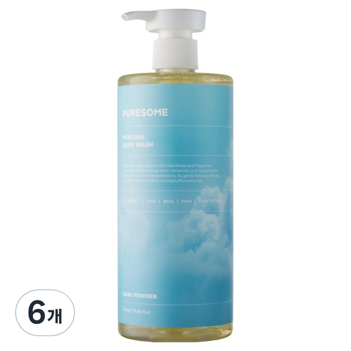 퓨어썸 아크네 퍼퓸 바디워시 베이비 파우더, 500ml, 6개