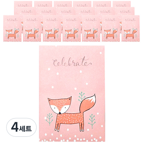 기프트백 20p + 스티커 20p 세트, 눈꽃여우, 4세트