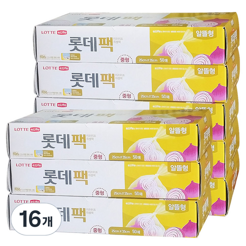 롯데이라이프 일회용 위생팩 알뜰형 중 100p, 16개