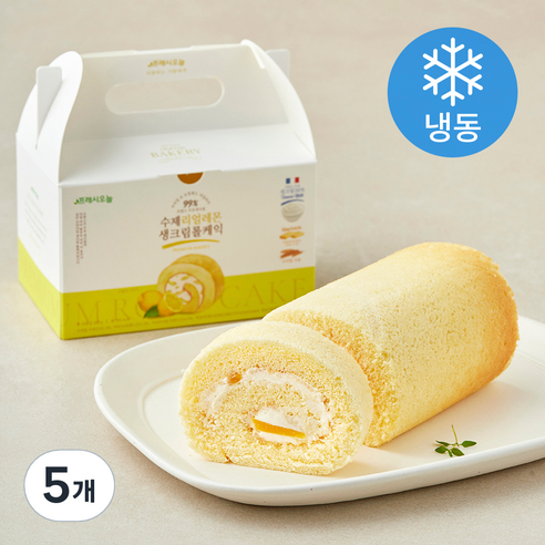 프레시오늘 우리밀 리얼버터 프랑스 우유생크림 99% 리얼 레몬 수제 롤케익 (냉동), 230g, 5개