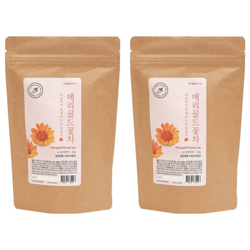우리꽃연구소 메리골드꽃차 삼각티백, 500mg, 2개, 40개입