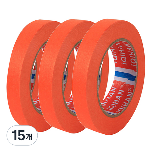 다다 칼라 마스킹 종이테이프 15mm x 15m, 오렌지, 15개
