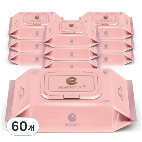 앙블랑 세이프 인디핑크 아기 물티슈 캡형 63gsm, 63g, 72개입, 60개