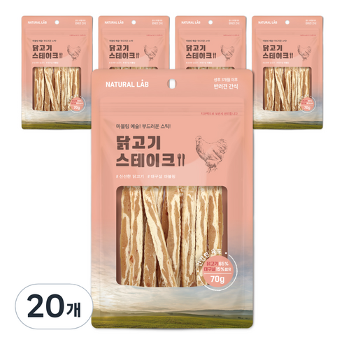 내츄럴랩 강아지 건강한육포 스테이크, 닭고기, 70g, 20개