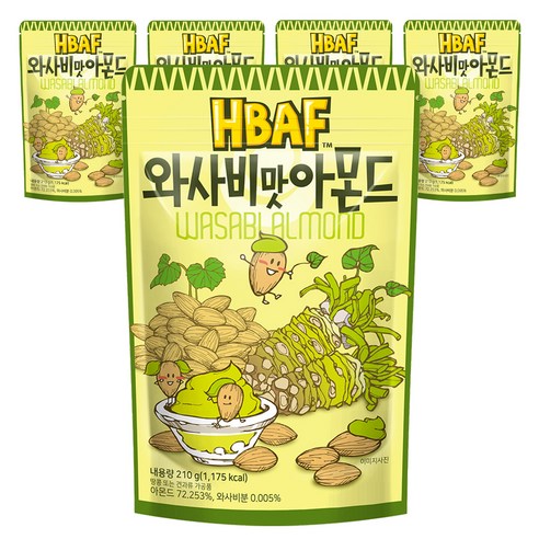 HBAF 와사비맛 아몬드, 210g, 5개