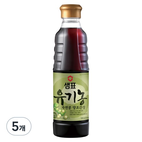 샘표 유기농 자연콩 양조간장, 500ml, 5개