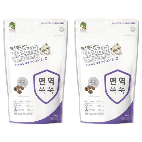 캐츠랑 고양이 저요저요 간식, 면역, 60g, 24개