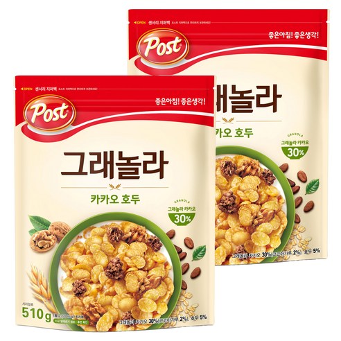 포스트 그래놀라 카카오 호두, 510g, 2개