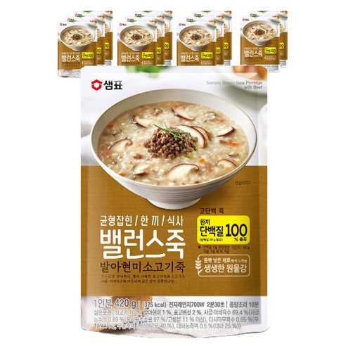 샘표 밸런스죽 발아현미 소고기죽, 420g, 12개
