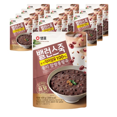 샘표 밸런스죽 동지 찹쌀통팥죽, 420g, 12개