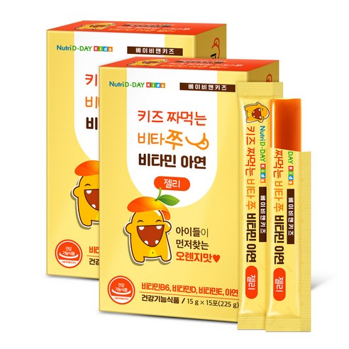 뉴트리디데이 키즈 짜먹는 비타쭈 비타민 아연 젤리 15p, 2개, 225g