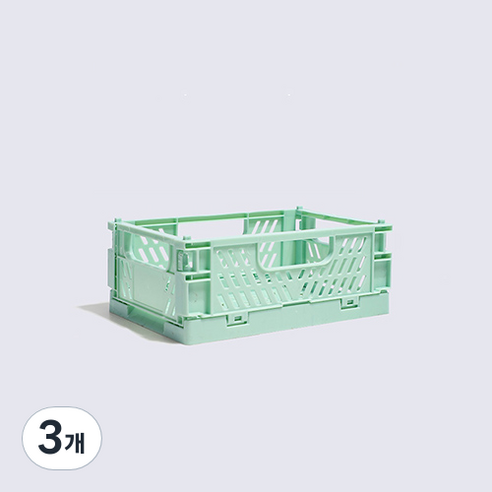 다용도 수납 정리함 폴딩 박스 S, 민트, 3개