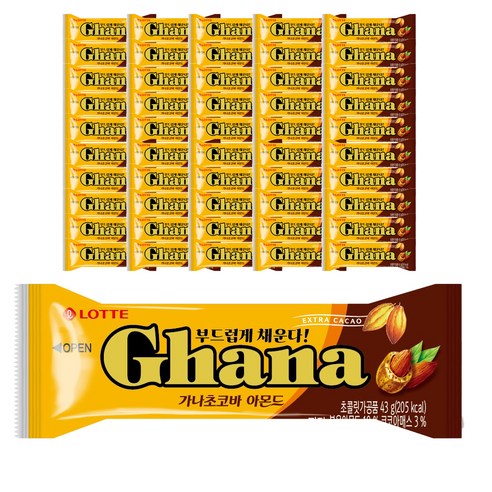 롯데제과 가나 초코바 아몬드, 43g, 96개입