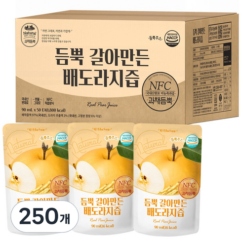 유기농마루 듬뿍 갈아만든 배도라지즙, 90ml, 250개