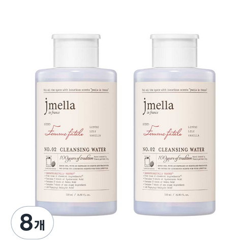 제이멜라 인 프랑스 팜므파탈 클렌징 워터, 500ml, 8개