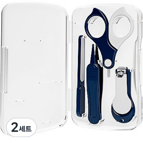 블루마켓 유아용 투명케이스 손톱관리 세트, 블루, 2세트