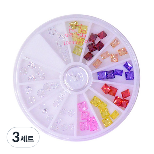 천사네일 스톤 큐빅사각세트 5x5, 네일 스톤 12종, 3세트