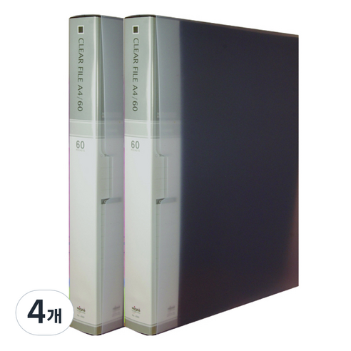 칼라 링화일 인덱스 3공 A4 60매, 흑색, 4개