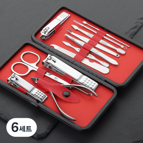 정원전산 손톱깎이 12종 세트 JWN-12S, 실버, 6세트