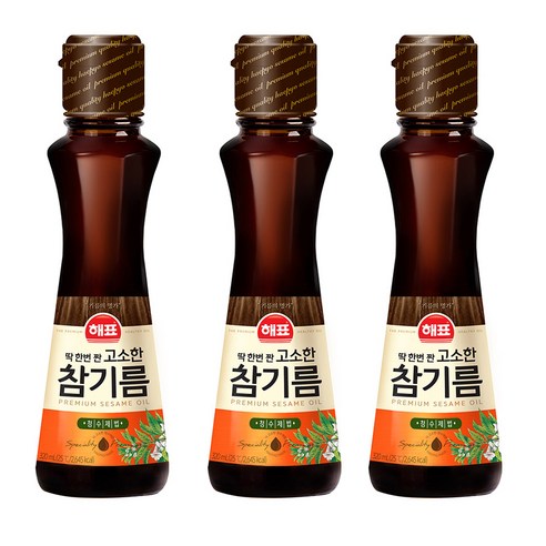해표 고소한 참기름, 3개, 55ml