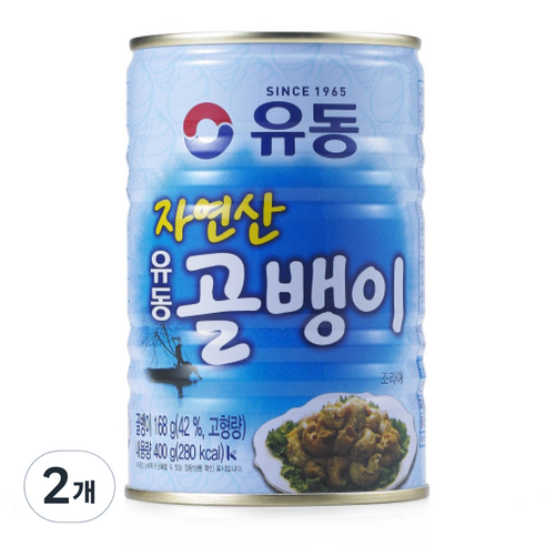 유동 자연산 골뱅이 통조림, 400g, 2개