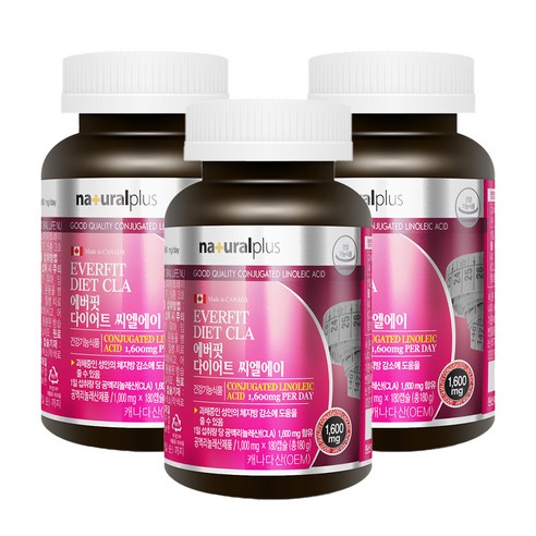 내츄럴플러스 에버핏 다이어트 씨엘에이 공액 리놀레산, 180g, 3개