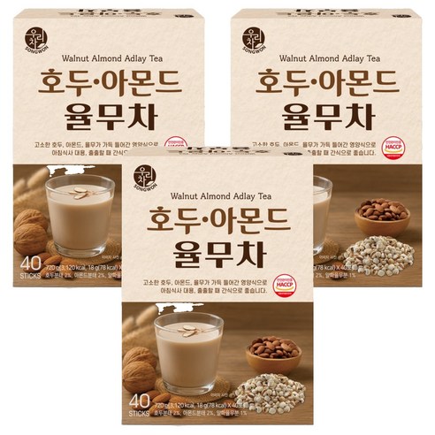 우리차 호두 아몬드 율무차, 18g, 40개입, 3개