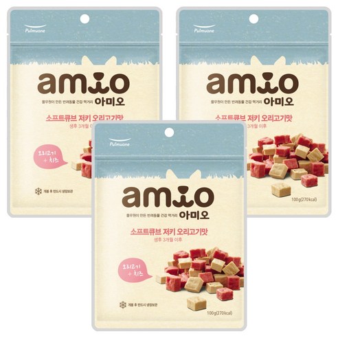 풀무원아미오 소프트큐브 져키, 오리고기, 100g, 3개