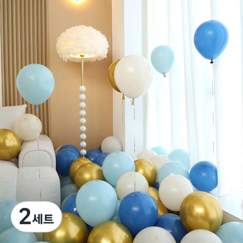 피앤비유니티 풍선 50p 세트 블루, 03 블루앤골드 4색혼합, 2세트