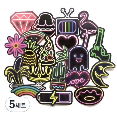 캐리어 네온 스티커 21종 세트 MK0006, 혼합색상, 5세트