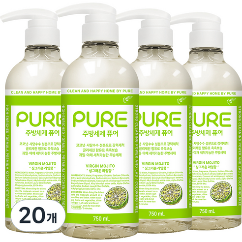 피죤퓨어 버진모히토 주방세제, 750ml, 20개