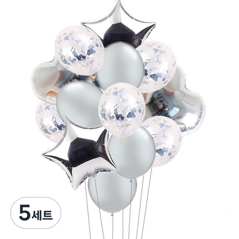 파티복닷컴 풍선모음 14p 파티세트, 실버, 5세트