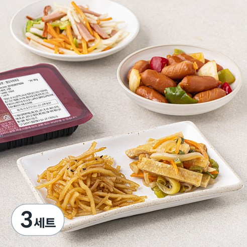 식도감 추억의 아이 반찬 햄감자채볶음 80g + 부드러운 진미채볶음 60g + 어묵볶음 130g + 소시지 야채볶음 200g 세트, 3세트