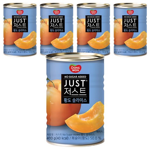 동원 저스트 노슈가 황도 슬라이스, 400g, 5개