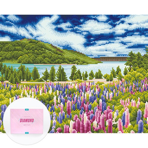 디클레어 액자 캔버스형 보석십자수 DIY 키트 40 x 50 cm, 1세트, 라벤더 꽃밭