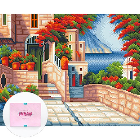 디클레어 액자 캔버스형 보석십자수 DIY 키트 40 x 50 cm, 1세트, 알프스 마을