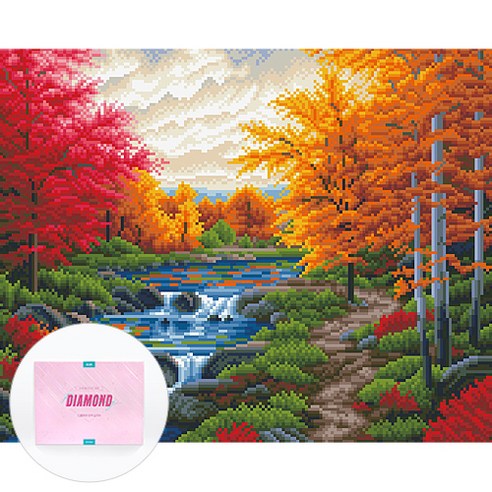 디클레어 액자 캔버스형 보석십자수 DIY 키트 40 x 50 cm, 가을 풍경, 1세트