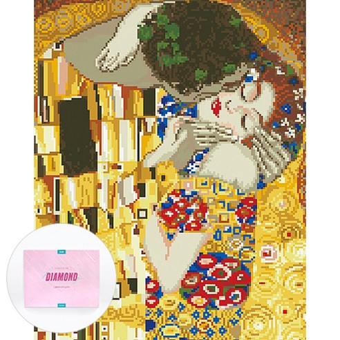 디클레어 액자 캔버스형 보석십자수 DIY 키트 40 x 50 cm, 클림트 키스, 1세트