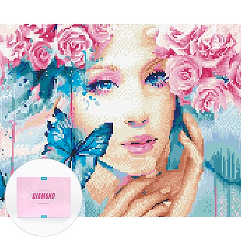 디클레어 액자 캔버스형 보석십자수 DIY 키트 40 x 50 cm, 1세트, 장미소녀