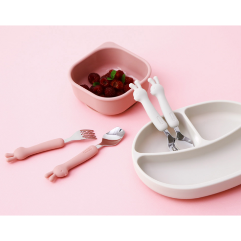 우리 아이 첫 식사를 위한 안전하고 위생적인 선택, 에디슨 유아 실리콘 스푼 포크 케이스 세트
