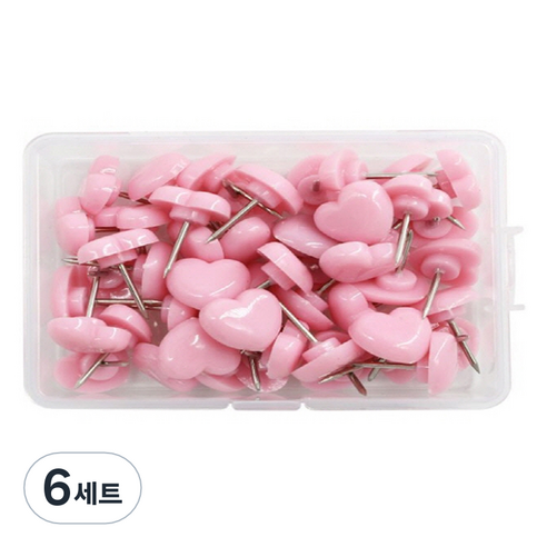 문구담 귀여운 하트모양 압정 50p 세트 핑크, 6세트